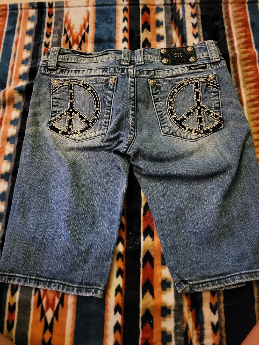 Miss Me Distressed Denim Bermuda Shorts in Faded Blue